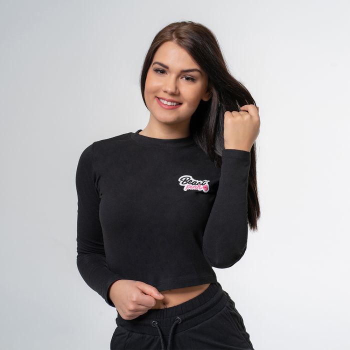 Топ Long Sleeve Crop Top Black - BeastPink