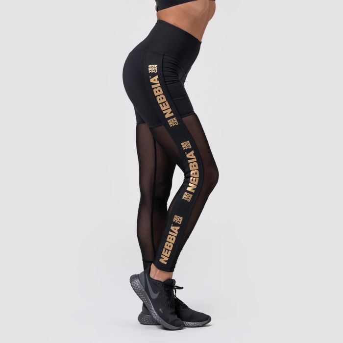 Женские леггинсы Intense Gold Mesh Black - NEBBIA